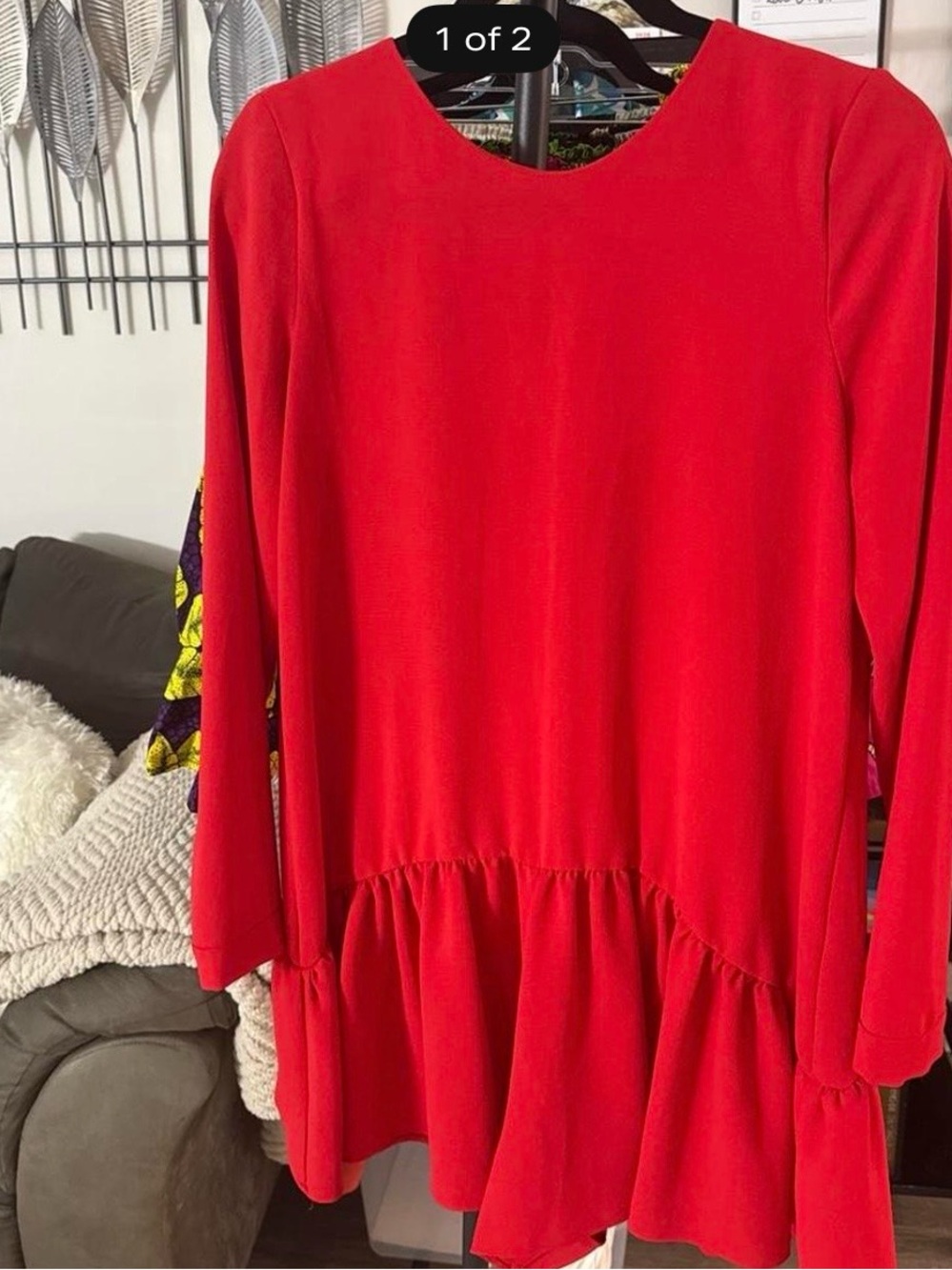 Red Ruffle-Hem Romper
